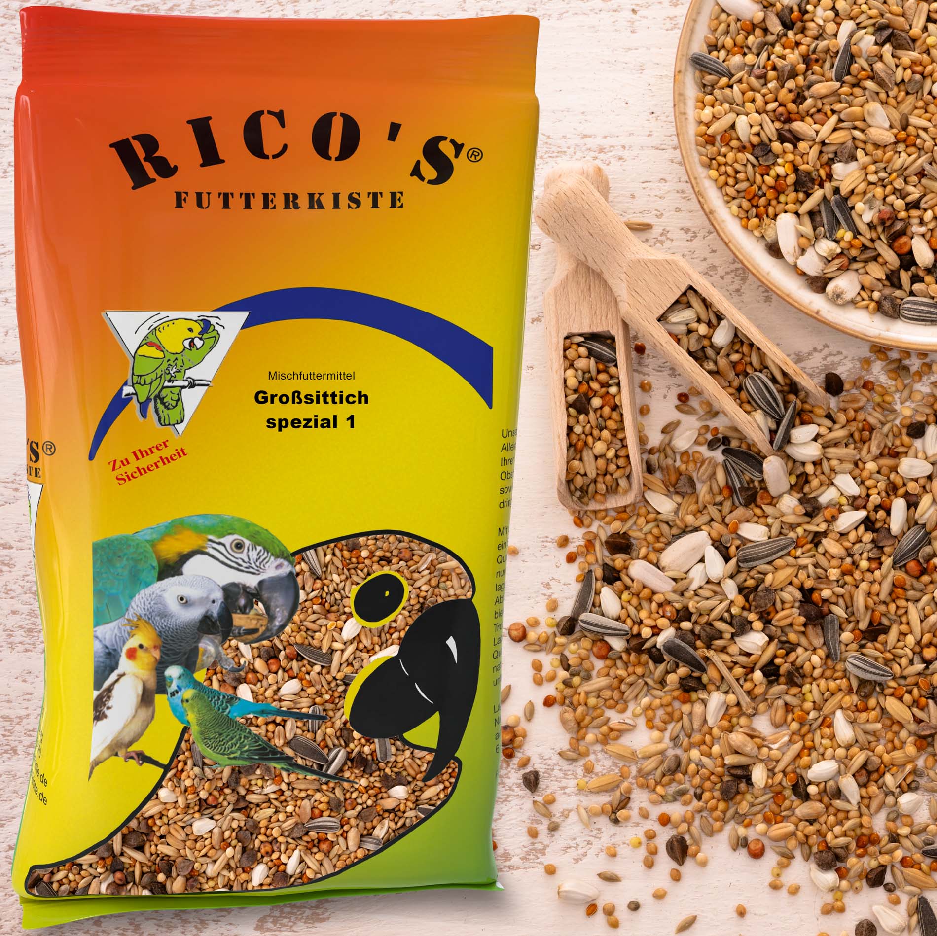 Papageienfutter für alle Großsittiche – hochwertige Premium-Körnermischung