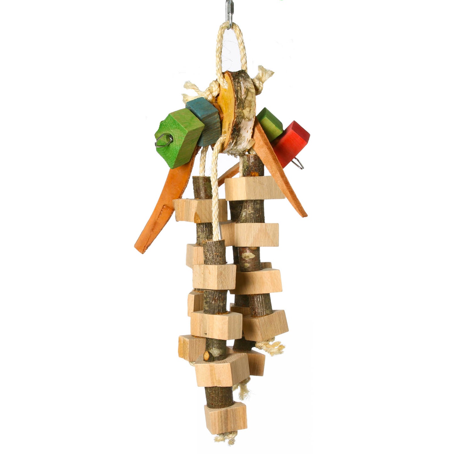 Twisted Leather Wood – Holz & Leder Papageienspielzeug