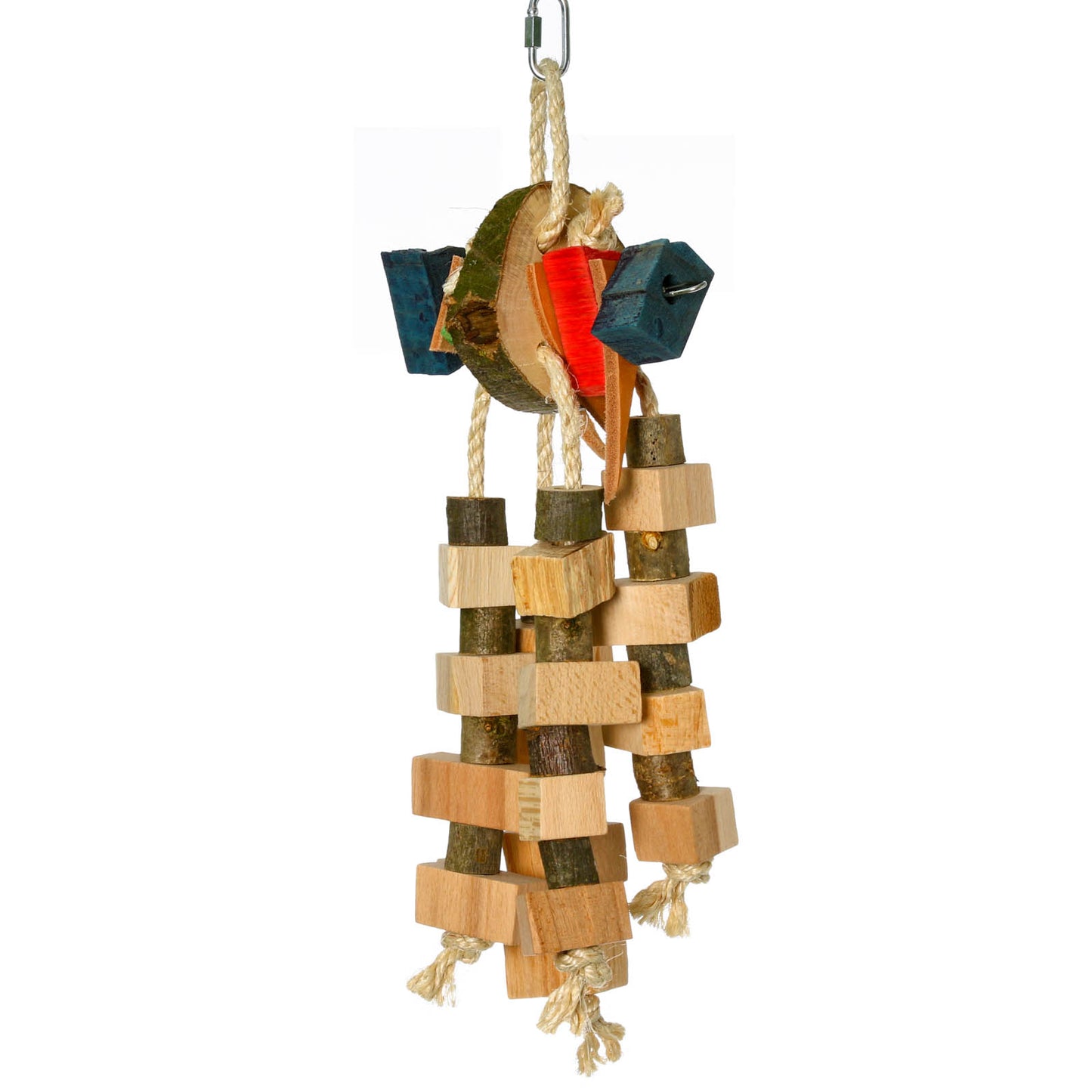 Twisted Leather Wood – Holz & Leder Papageienspielzeug