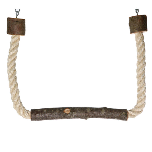 Sisalschaukel "Duo" mit  Natursitzast für Papageien