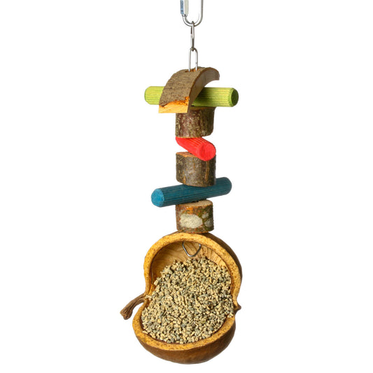 Buddhanuss mit Mineralstein gefüllt - Papageienspielzeug