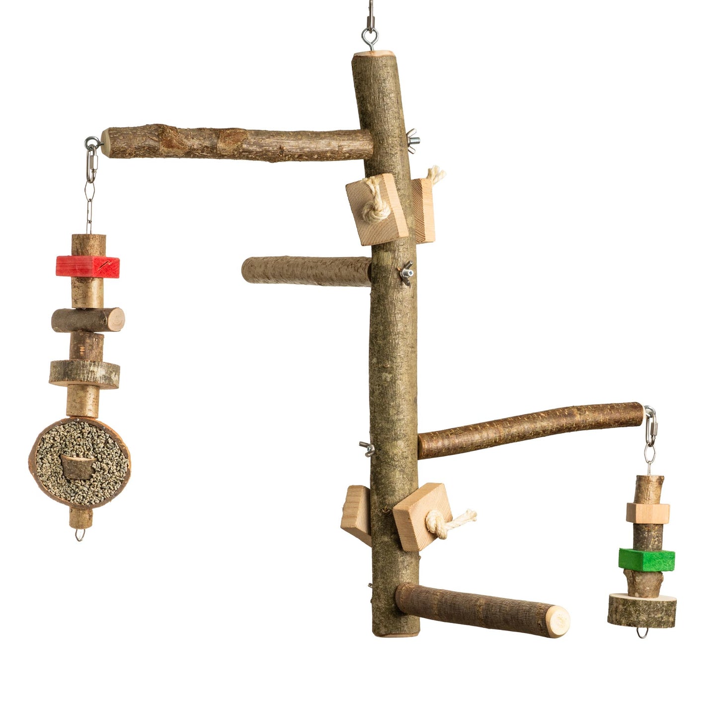 Großes Klettergerüst für Papageien – stabiler Freisitz mit Naturholzästen und Papageienspielzeug