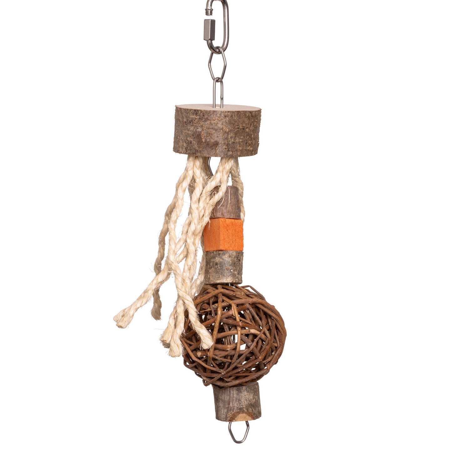 Sisalderwisch – Papageienspielzeug aus Holz & Sisal