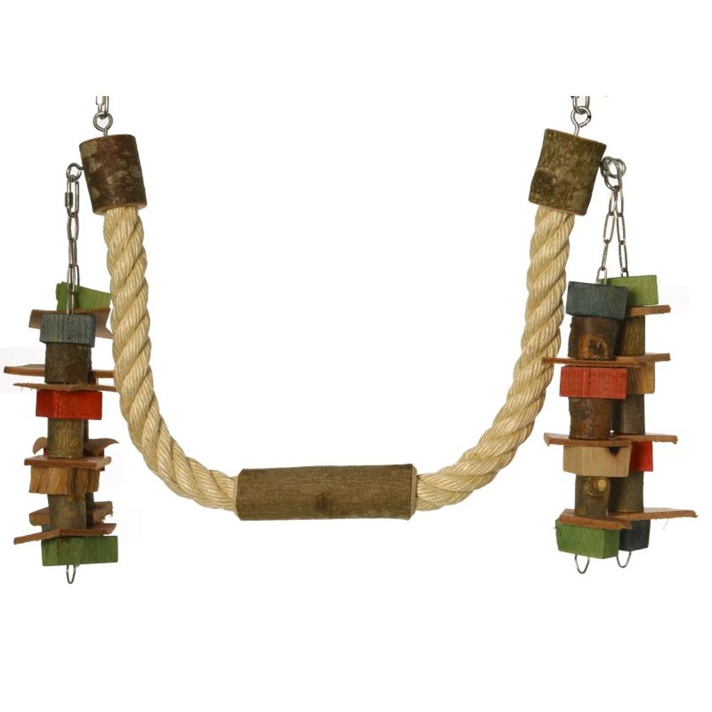 MG1432 - Papageien Sisalschaukel mit Natur Sitzast und Spielketten