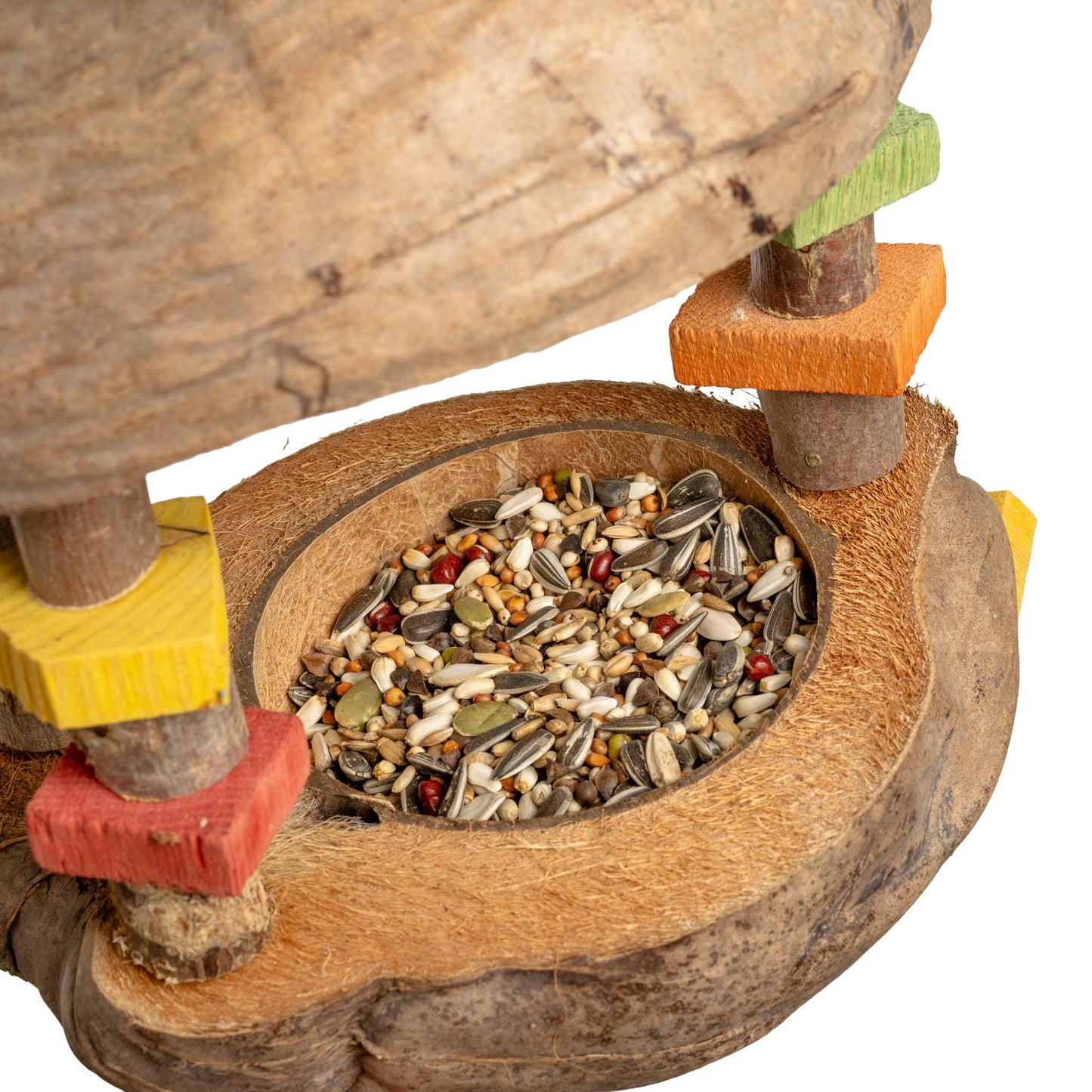 Kokoshäuschen mit Futterschale – Sittich- & Papageienspielzeug