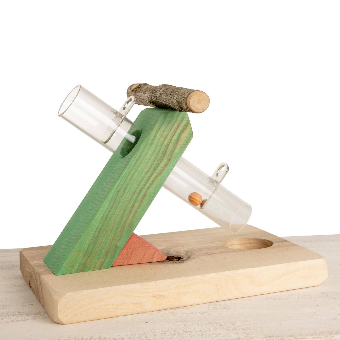 Leckerli-Rutsche aus Hartholz – Intelligenzspielzeug für Papageien