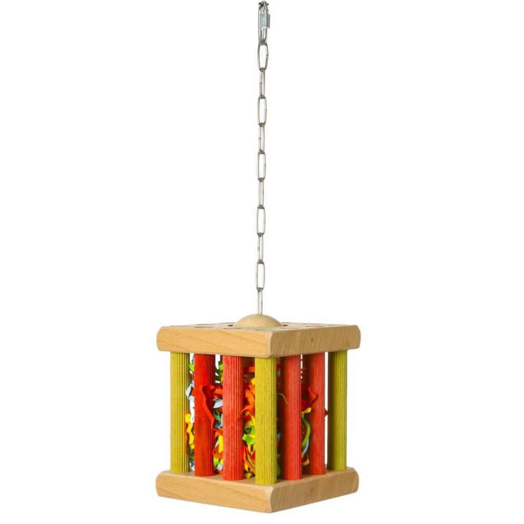 Tüftelkäfig aus Hartholz – Intelligenzspielzeug für Papageien