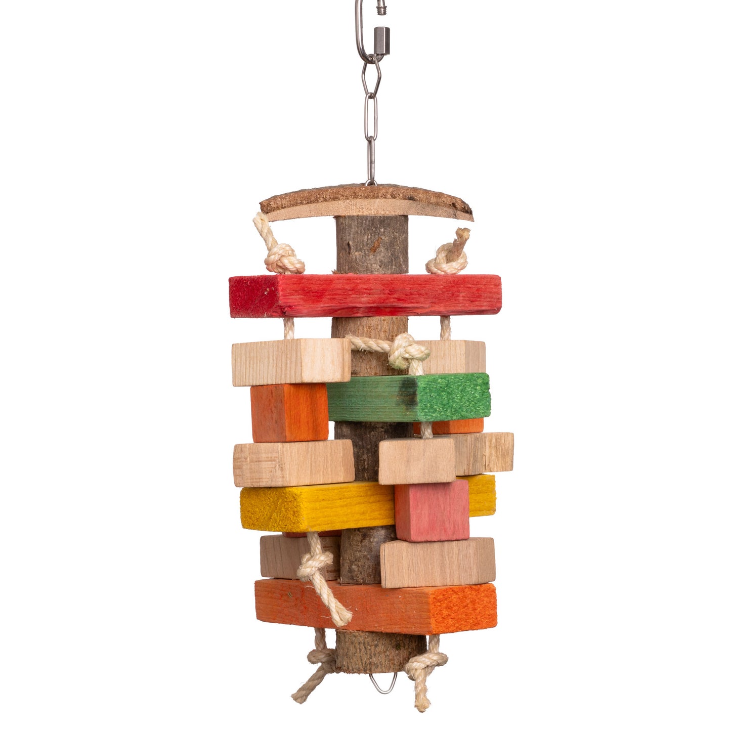 Würfelturm für Papageien – Papageienspielzeug aus Holz und Sisal