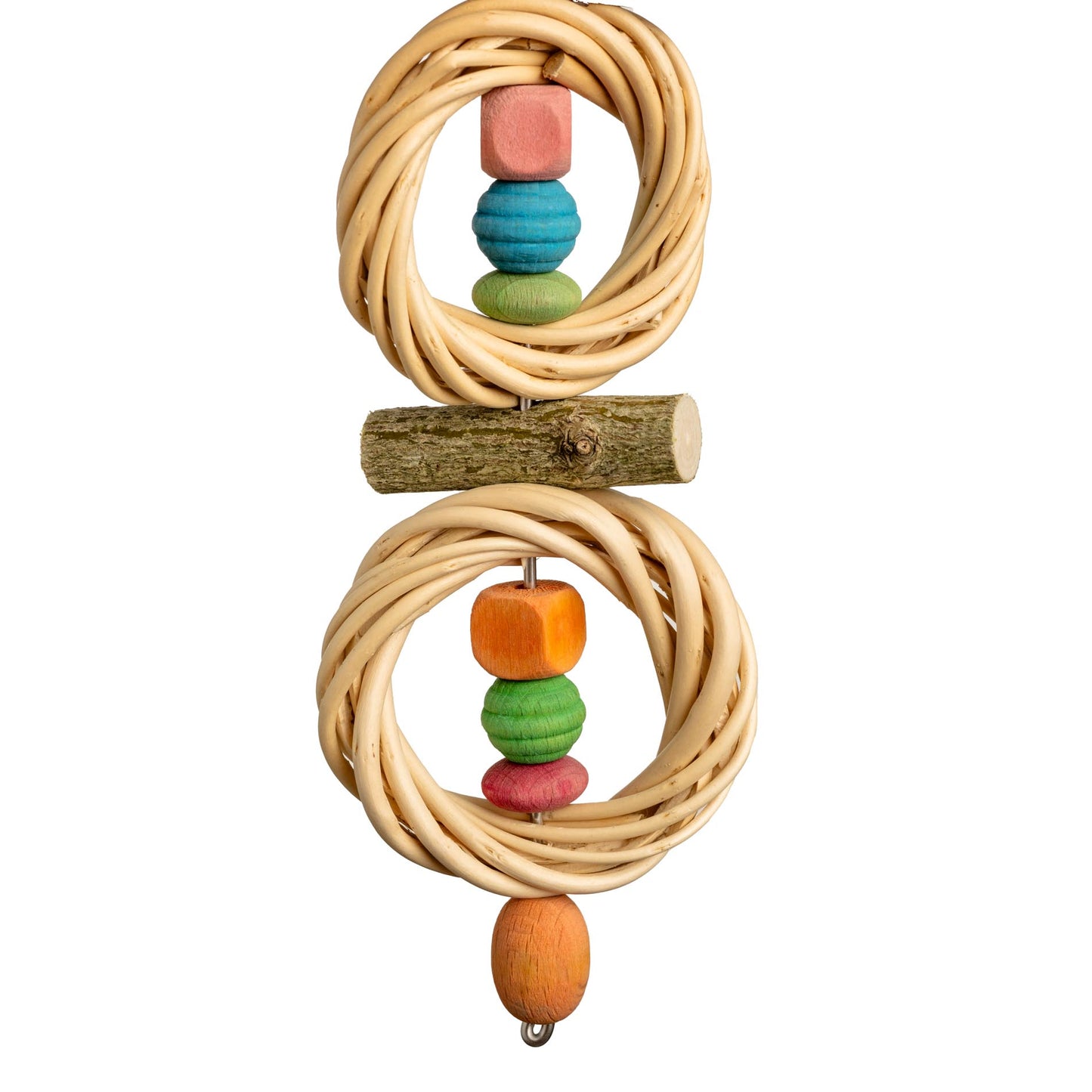 Weidenringe mit bunten Holzperlen – Sittichspielzeug