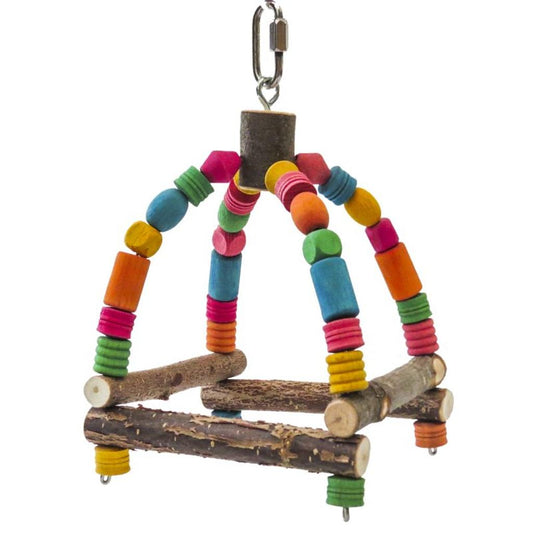 Wellensittich-Schaukel Minitempel – bunte Kletter- und Knabberschaukel für kleine Vögel