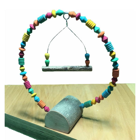 MG1828  -  Sittich Schaukel Bogen mit bunten Buchenholzperlen für Vario Freisitz