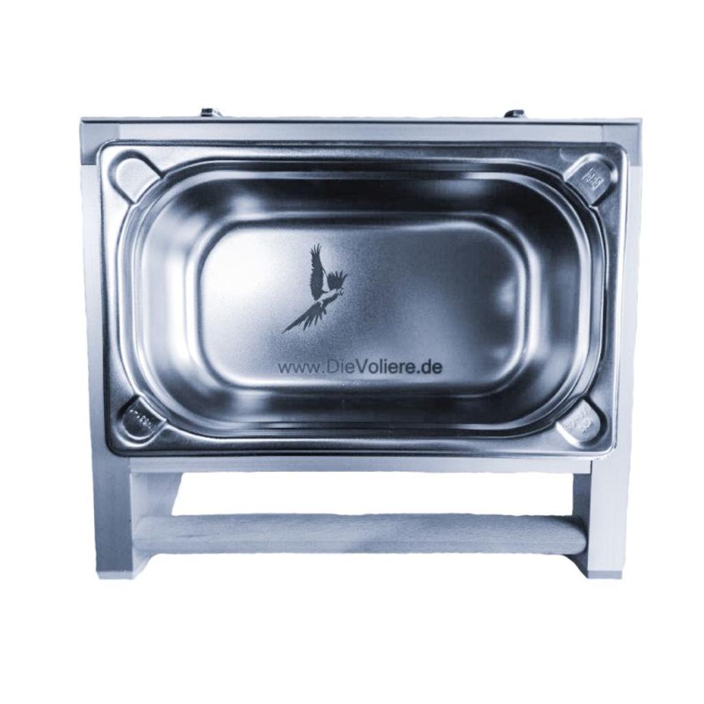 OA902 - Edelstahlwanne klein Käfigmontage. Als Futter-oder Badeschale verwendbar
