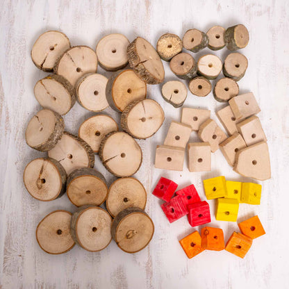 50 Holzteile für Papageienspielzeug