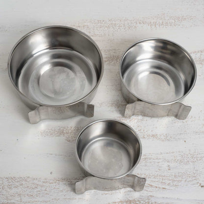 Edelstahlnäpfe mit Halteplatte zum Einschieben