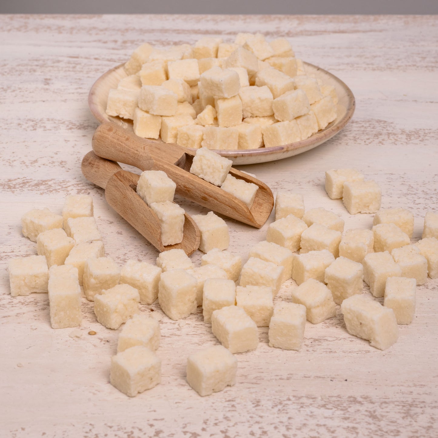 Kokoswürfel – Getrocknetes Ergänzungsfutter für Papageien und Sittiche