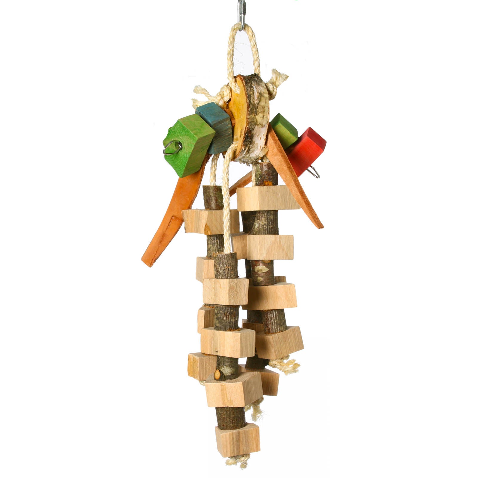 Twisted Leather Wood – Holz & Leder Papageienspielzeug