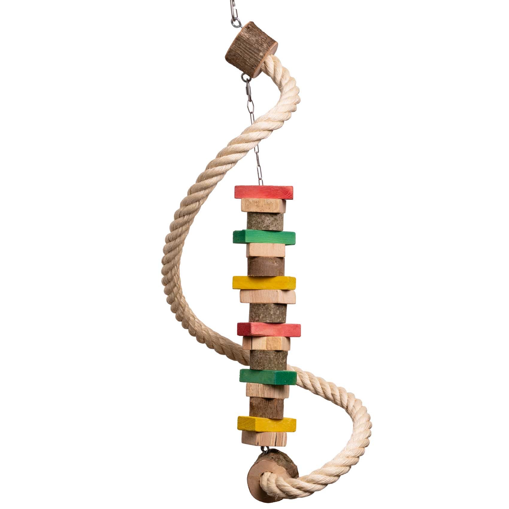 Sisalspirale mit Spielzeugkette – Vielseitiger Spiel- und Kletterspaß für Papageien – Papageienspielzeug