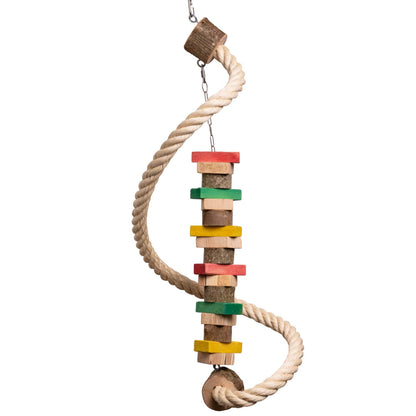 Sisalspirale mit Spielzeugkette – Vielseitiger Spiel- und Kletterspaß für Papageien – Papageienspielzeug