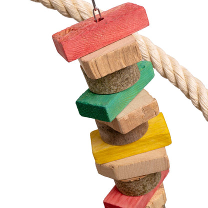 Sisalspirale mit Holzspielzeug – Papageienspielzeug