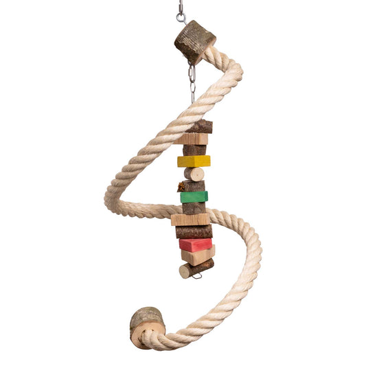 Sisalspirale mit Holzspielzeugkette – Papageienspielzeug