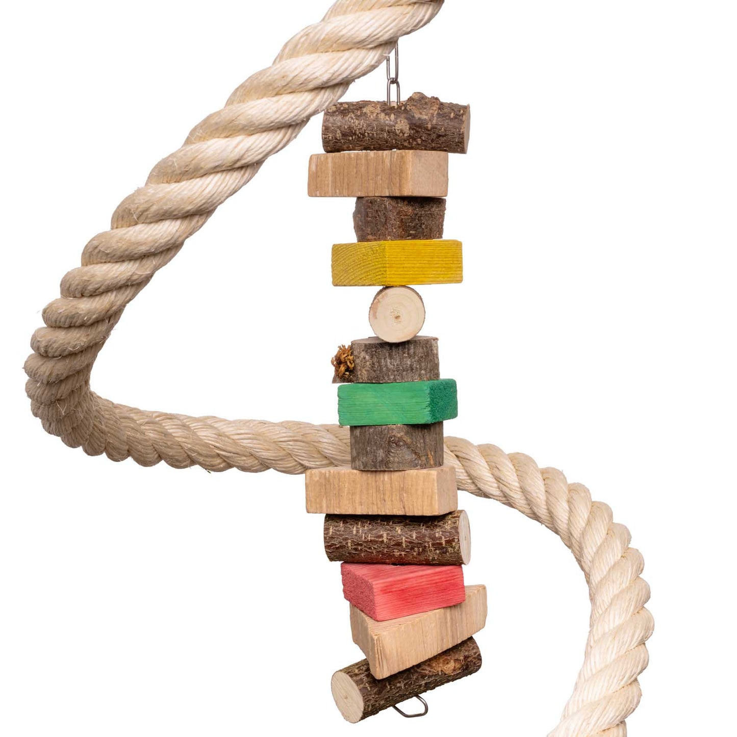Sisalspirale mit Holzspielzeug für Papageien