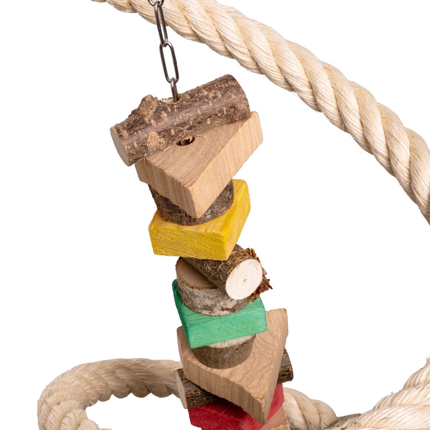Sisalspirale mit Holzspielzeug für Papageien