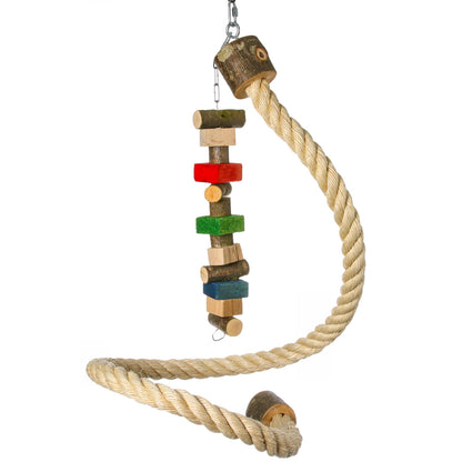 Sisalspirale mit Holzspielzeugkette – Papageienspielzeug