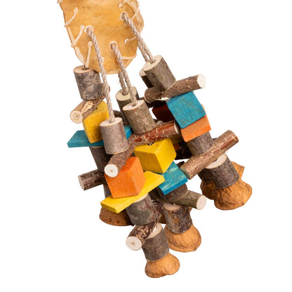 Kauschuh mit Knabberholz – Papageienspielzeug