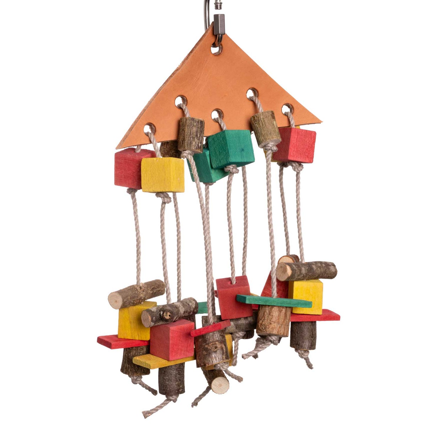 Lederdreieck mit Hanfschnüren – für Sittiche & kleine Papageien – Papageienspielzeug