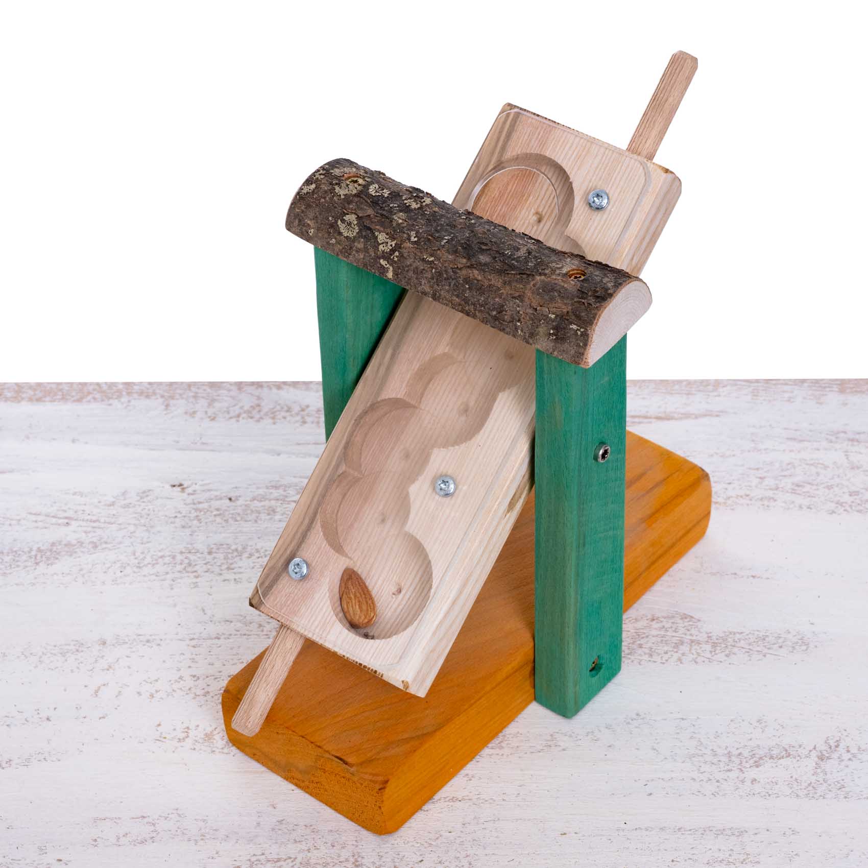 Leckerli-Wippe für Papageien – Intelligenzspielzeug aus deutschem Hartholz