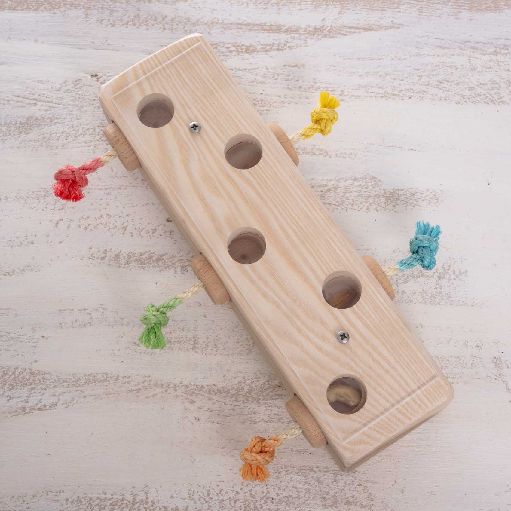 Leckerli-Futterklotz für Papageien – Intelligenzspielzeug mit Rundholzverstecken