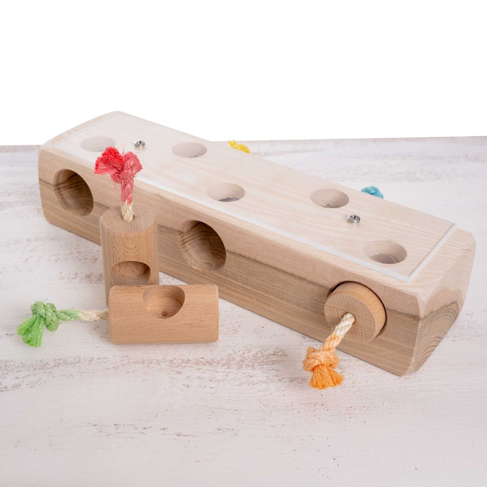 Leckerli-Futterklotz für Papageien – Intelligenzspielzeug mit Rundholzverstecken