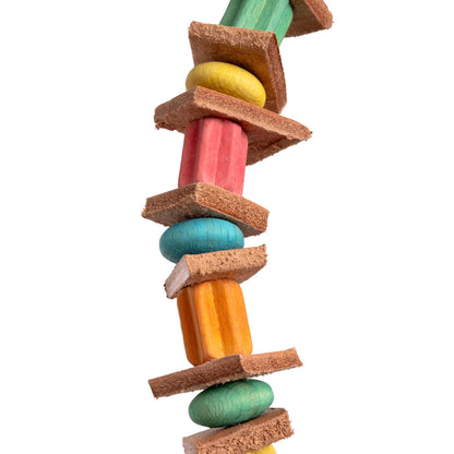 Sittich-Lederschaukel mit bunten Holzperlen