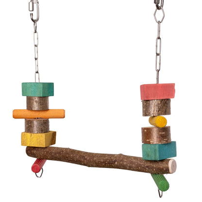Sittich-Schaukel – Naturschaukel mit Knabberholz für Wellensittiche und kleine Papageien