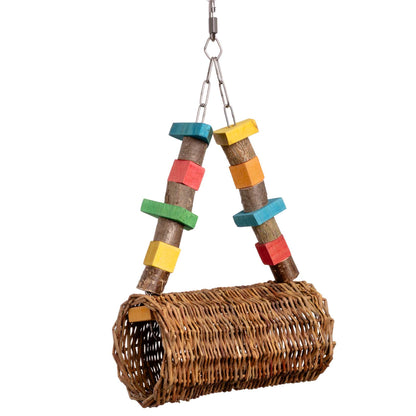 Wellensittich-Schaukel Weidenrolle – Naturspielzeug zum Verstecken und Knabbern