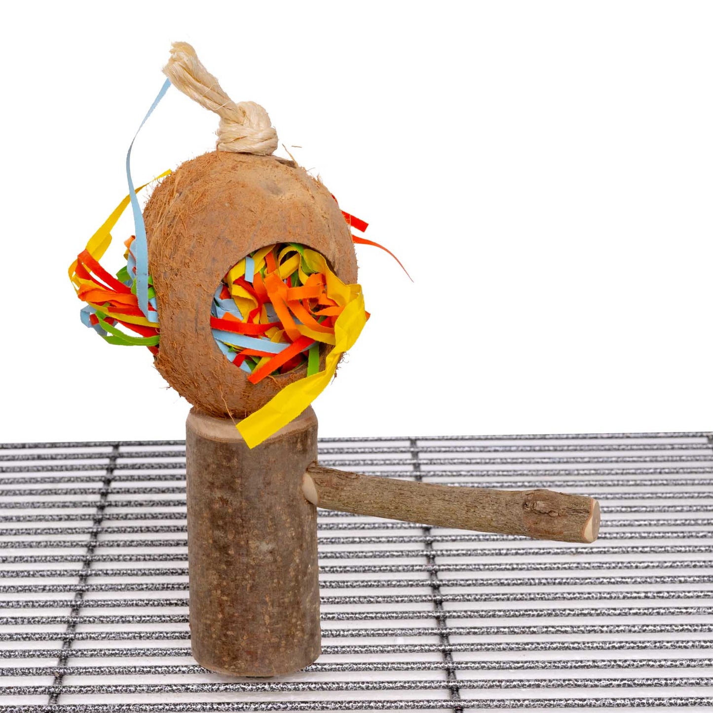 Sittichspielzeug Knabberbogen mit Schaukel und bunten Holzperlen