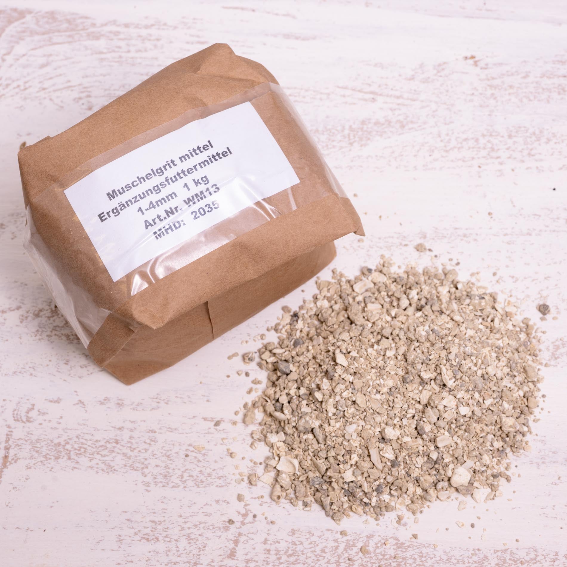 Muschelgrit mittel 1 kg –Ergänzungsfuttermittel