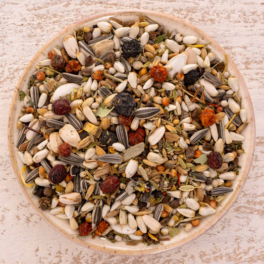 Kräuterapotheke für kleine Papageien – hochwertige Papageienfutter-Körnermischung mit Kräutern & Beeren