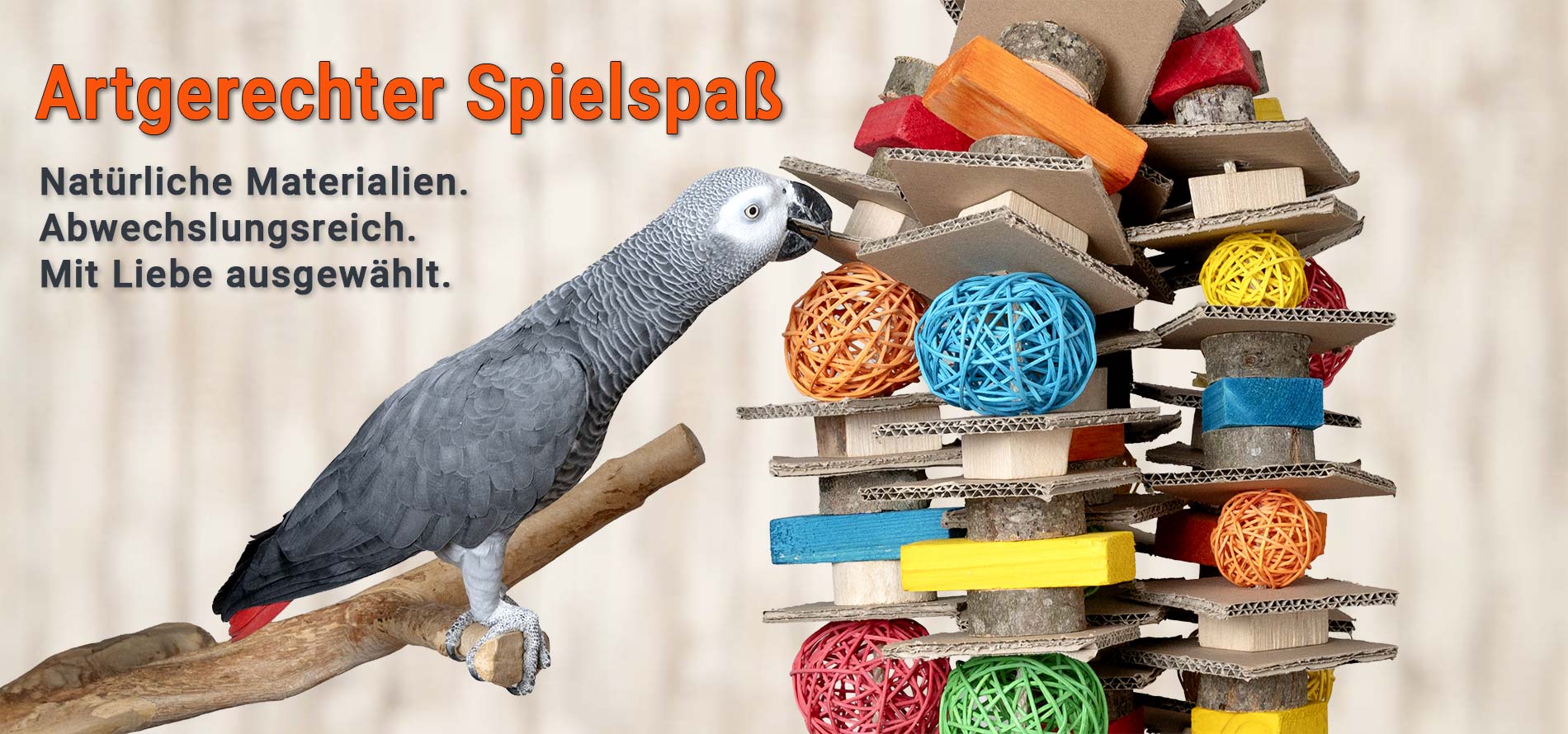 Papageienspielzeug und Sittichspielzeug für alle Papageienarten und Sitticharten