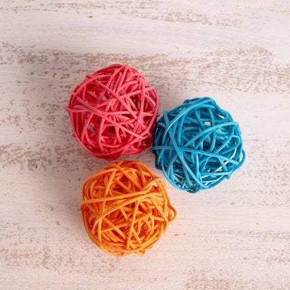 Rankenkugel Ø 5 cm bunt – Papageien- und Sittichspielzeug