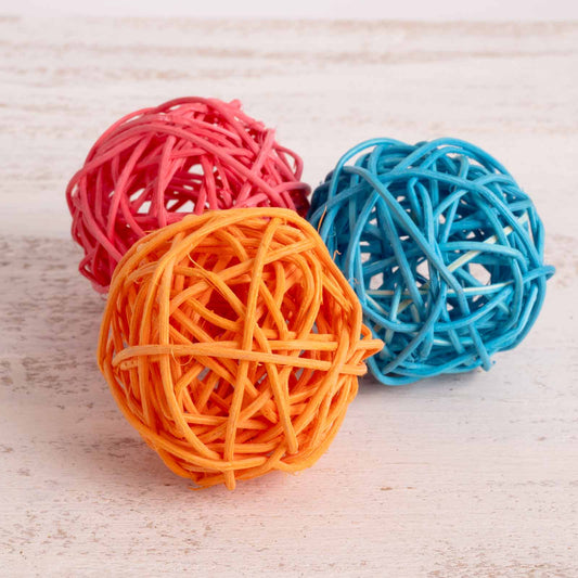Rankenkugel Ø 5 cm bunt – Papageien- und Sittichspielzeug