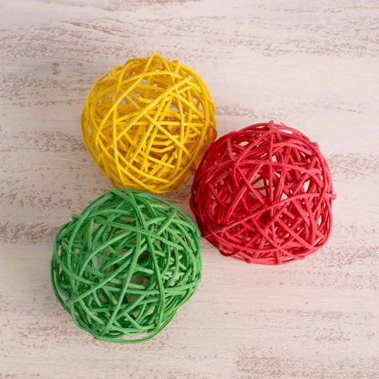 Rankenkugel bunt Ø 8 cm – Papageien- und Sittichspielzeug