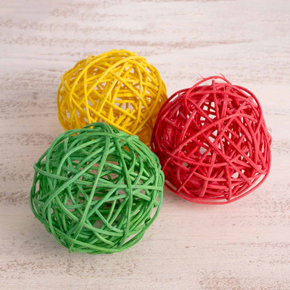 Rankenkugel bunt Ø 8 cm – Papageien- und Sittichspielzeug