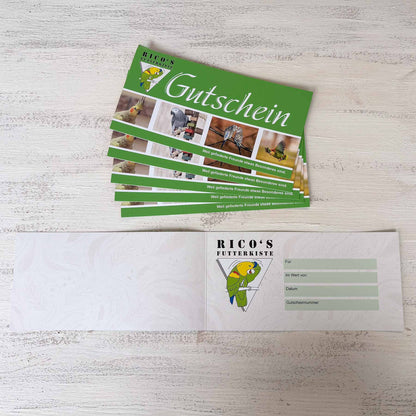 Gutschein von Rico’s Futterkiste über 10, 20 oder 50 Euro für Papageien- und Sittichfreunde