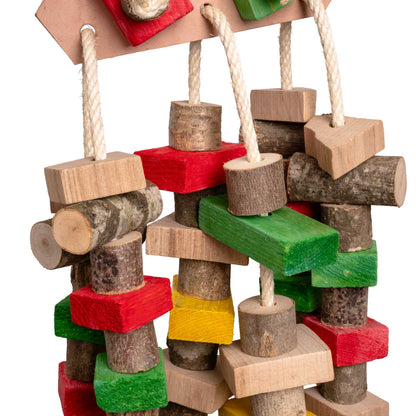 Lederdreieck mit Sisal und Holzteilen – Papageienspielzeug