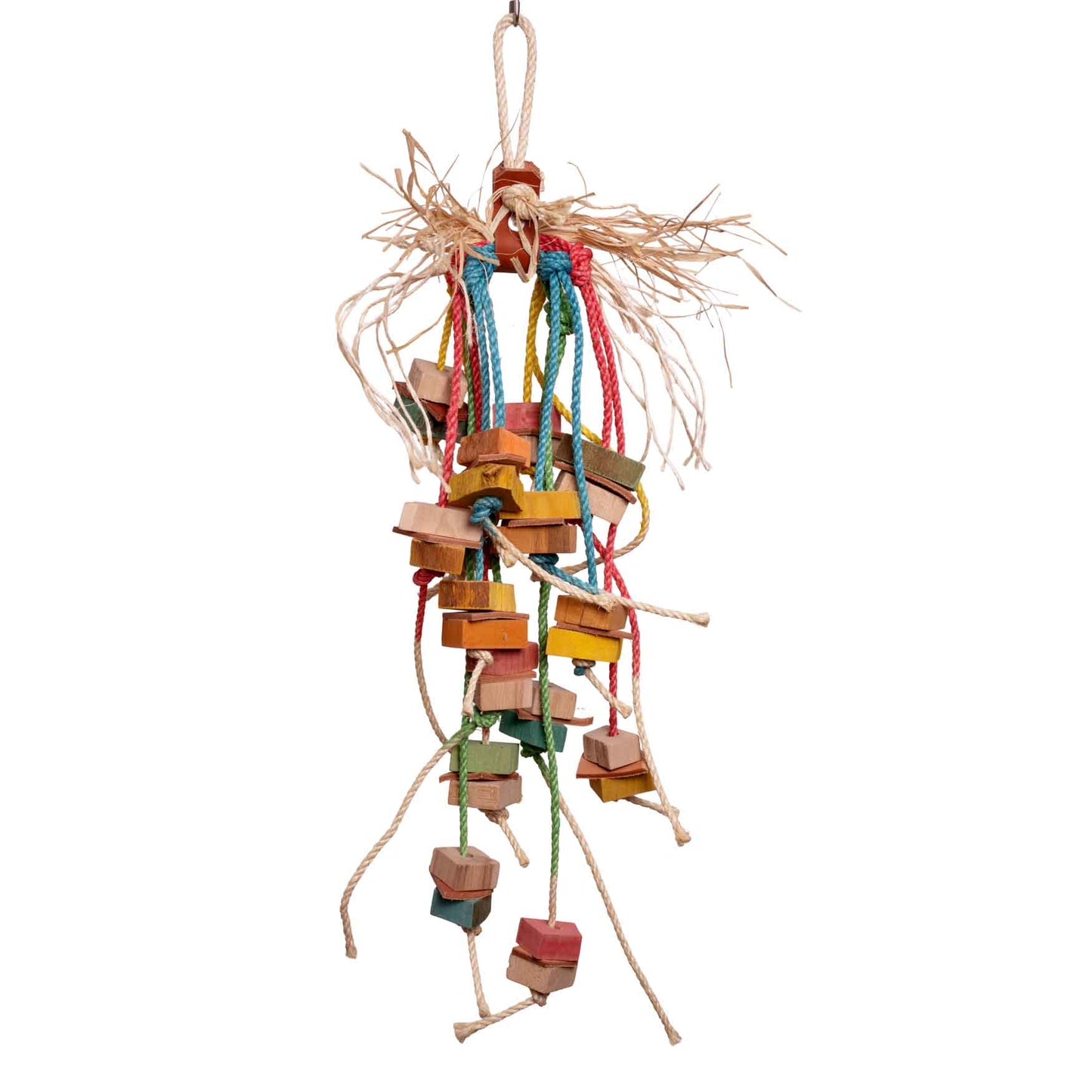 Wirbel mit Sisal, Holz und Leder – Papageienspielzeug