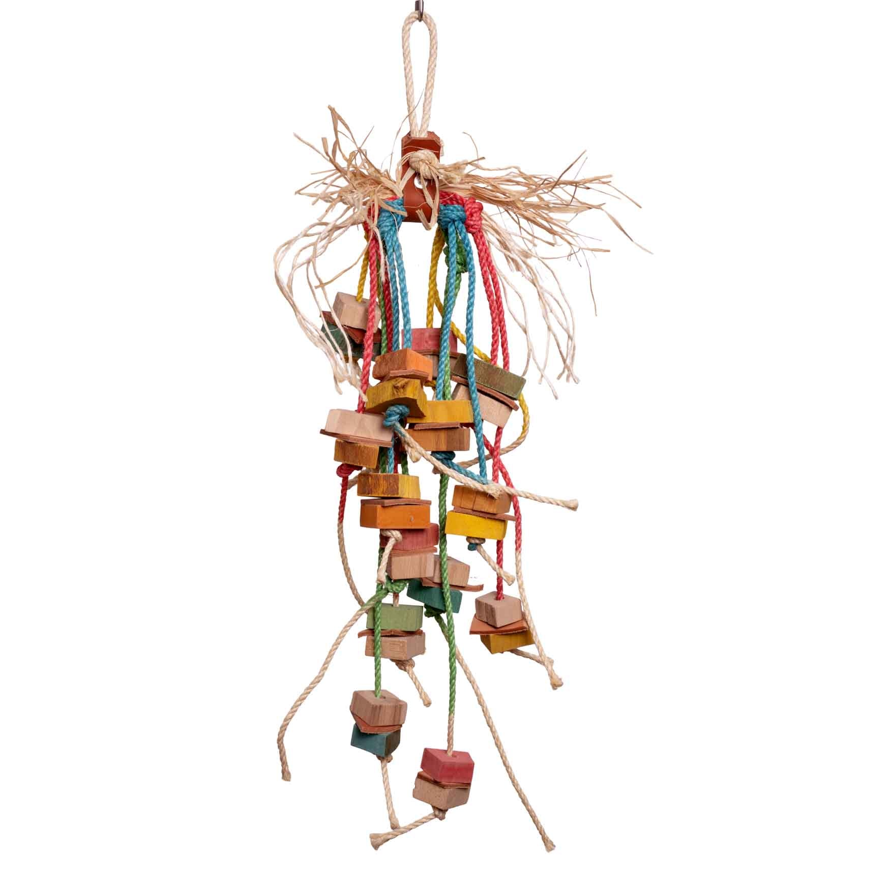 Wirbel mit Sisal, Holz und Leder – Papageienspielzeug