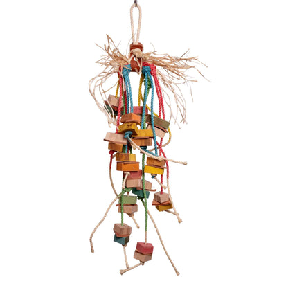 Wirbel mit Sisal, Holz und Leder – Papageienspielzeug