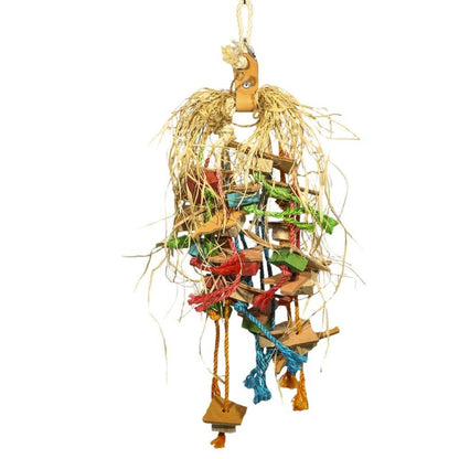 Wirbel mit Sisal, Holz und Leder – Beschäftigung für Papageien – Papageienspielzeug