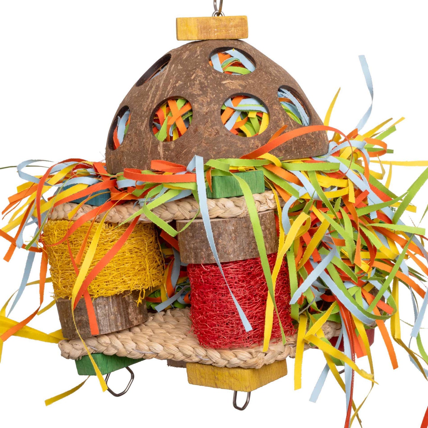 Stroh-Doppeldecker – abwechslungsreiches Papageienspielzeug aus Naturmaterialien